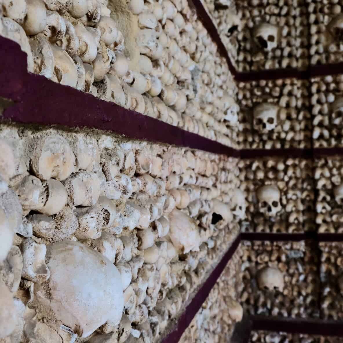 A wall in the Bone Capel in Faro 