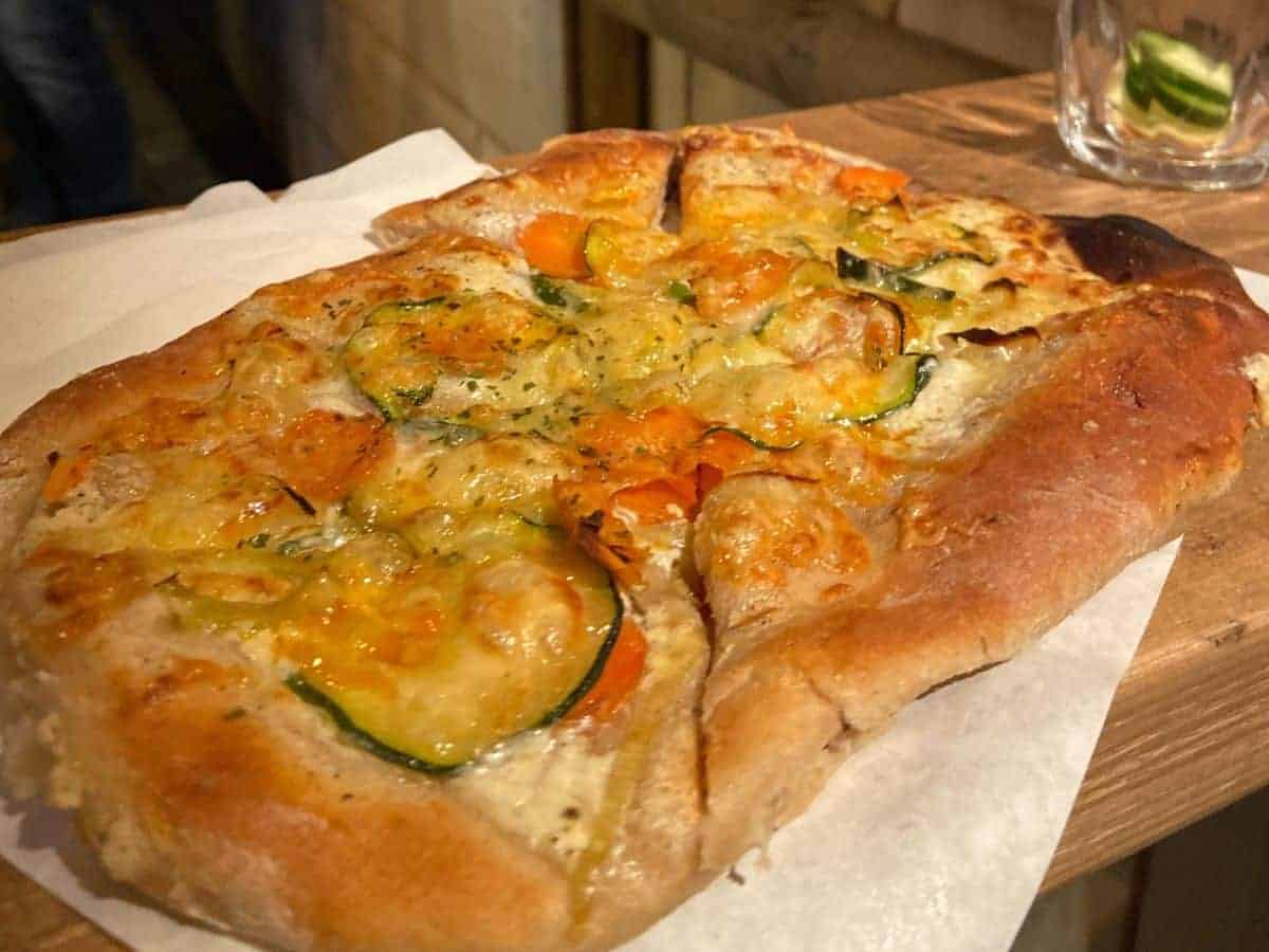 A pizza from Christmas market in Verona