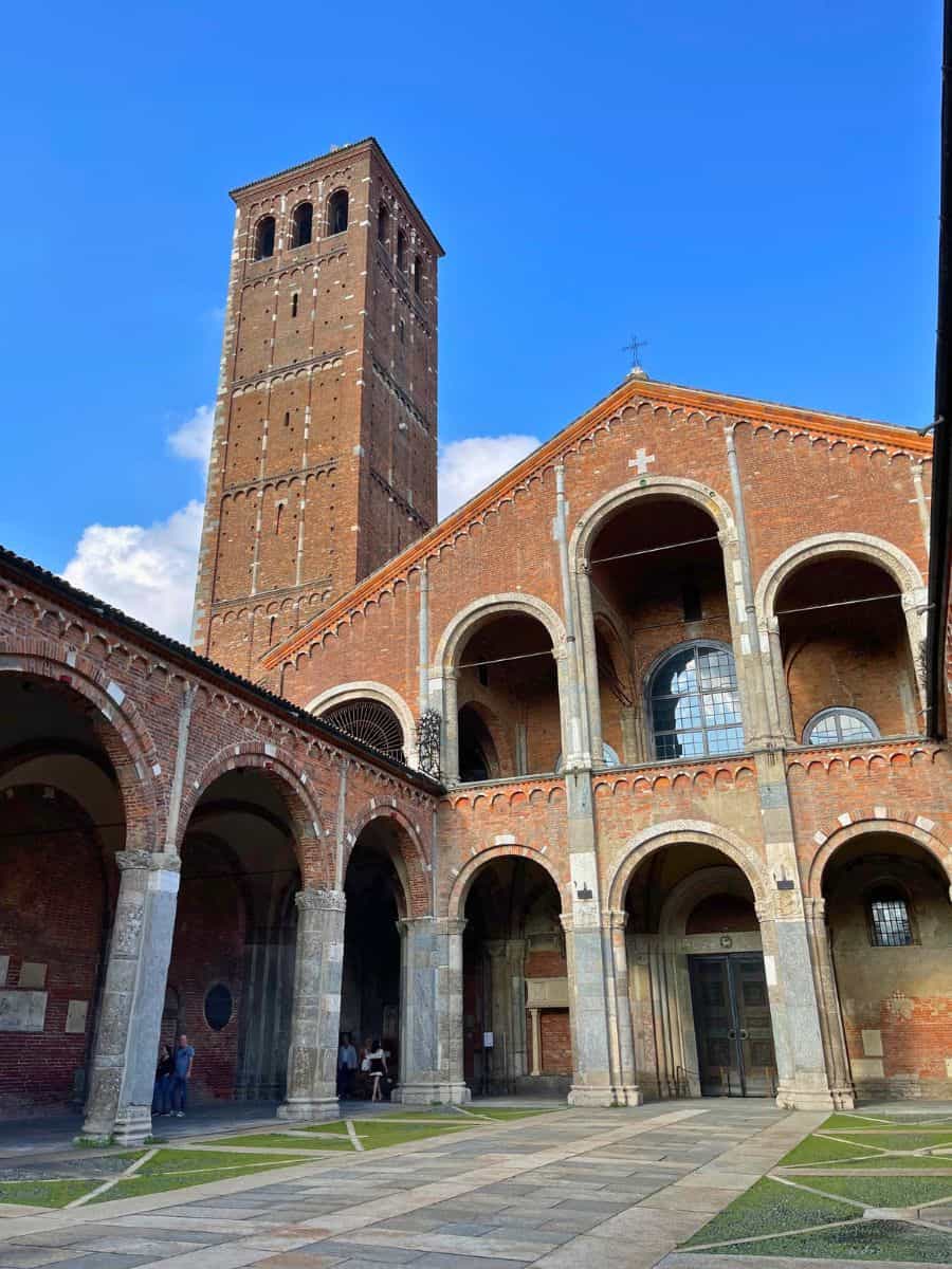 red brick church with large tower