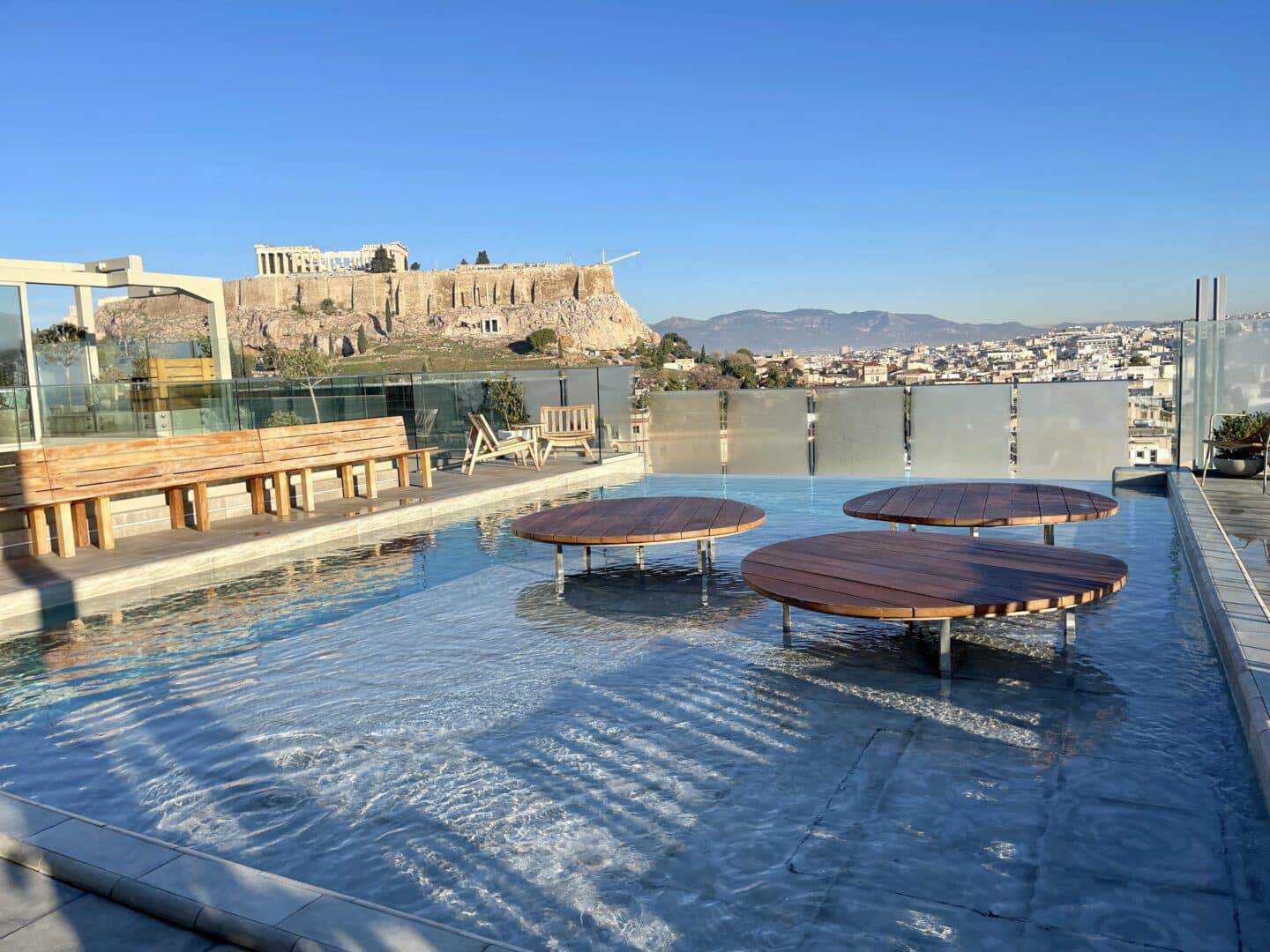 Rooftop Pool & View of the Acropolis at Coco-Mat Athens BC   