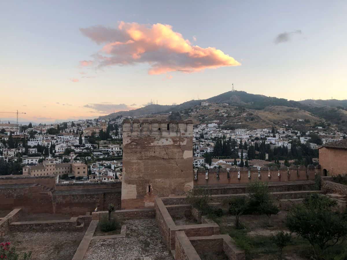 The view of the hills and houses in Granada