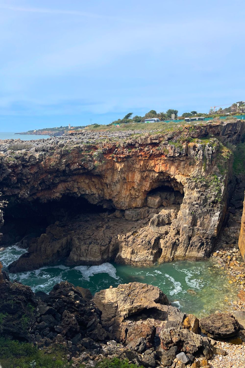 Rugged rocky terrain known as Hells mouth in Cascais