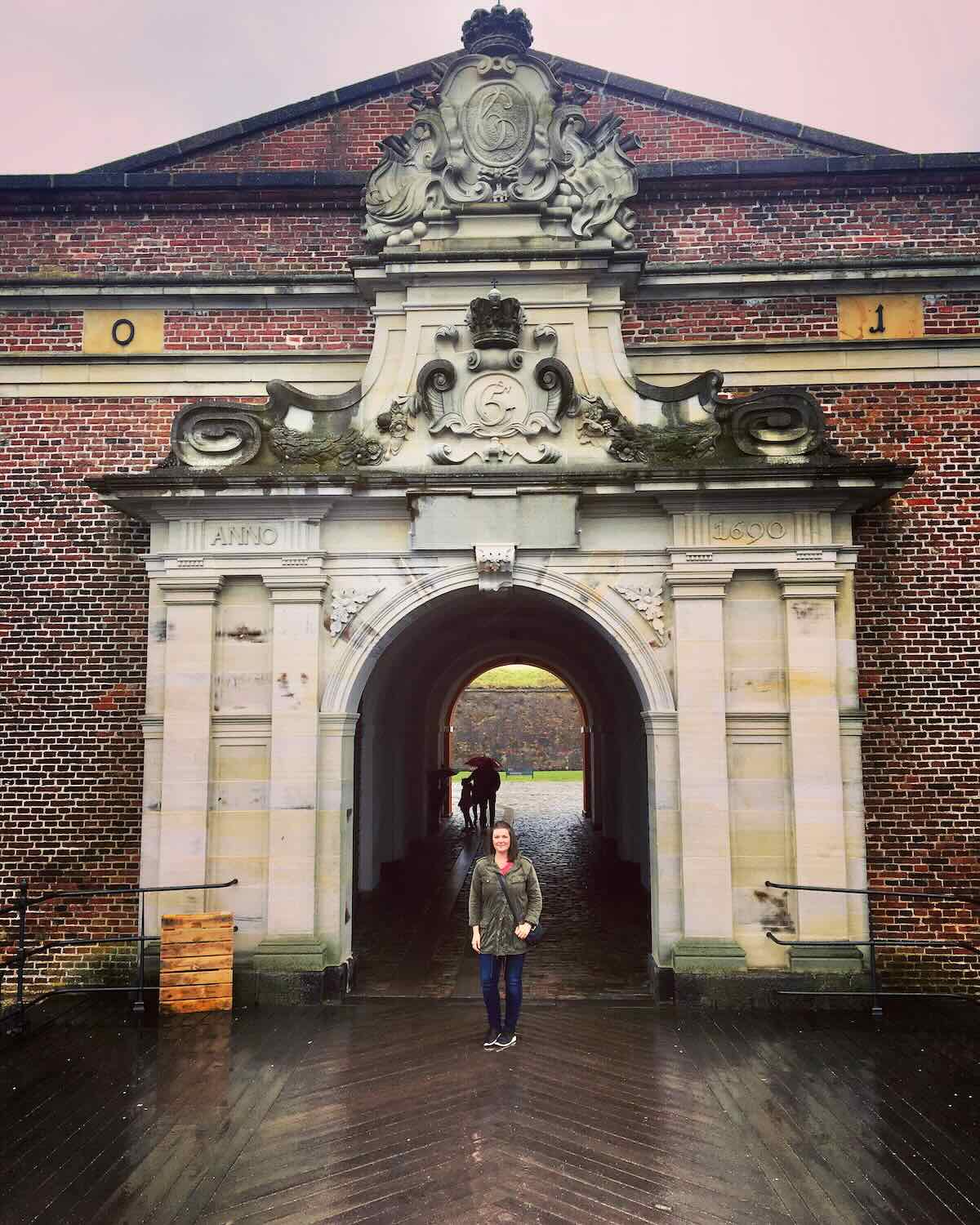 Woman at the gates of the Kronborg Castle. 