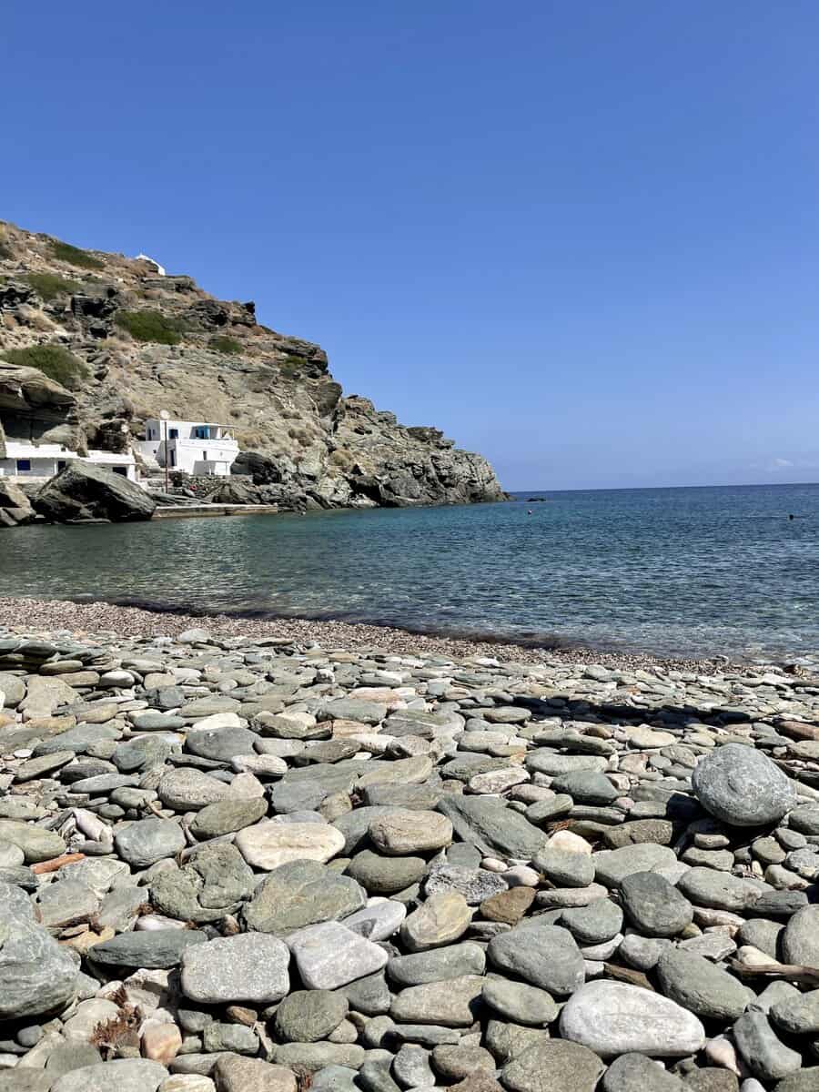 The rocky beach in Kastro in Sifnos Greece