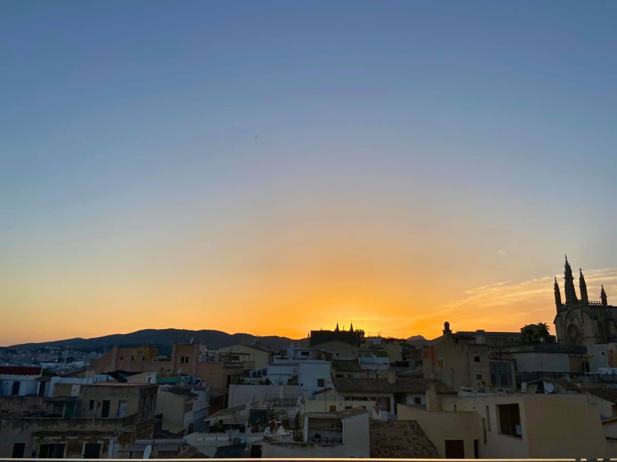 View of the city of Mallorca at sunset