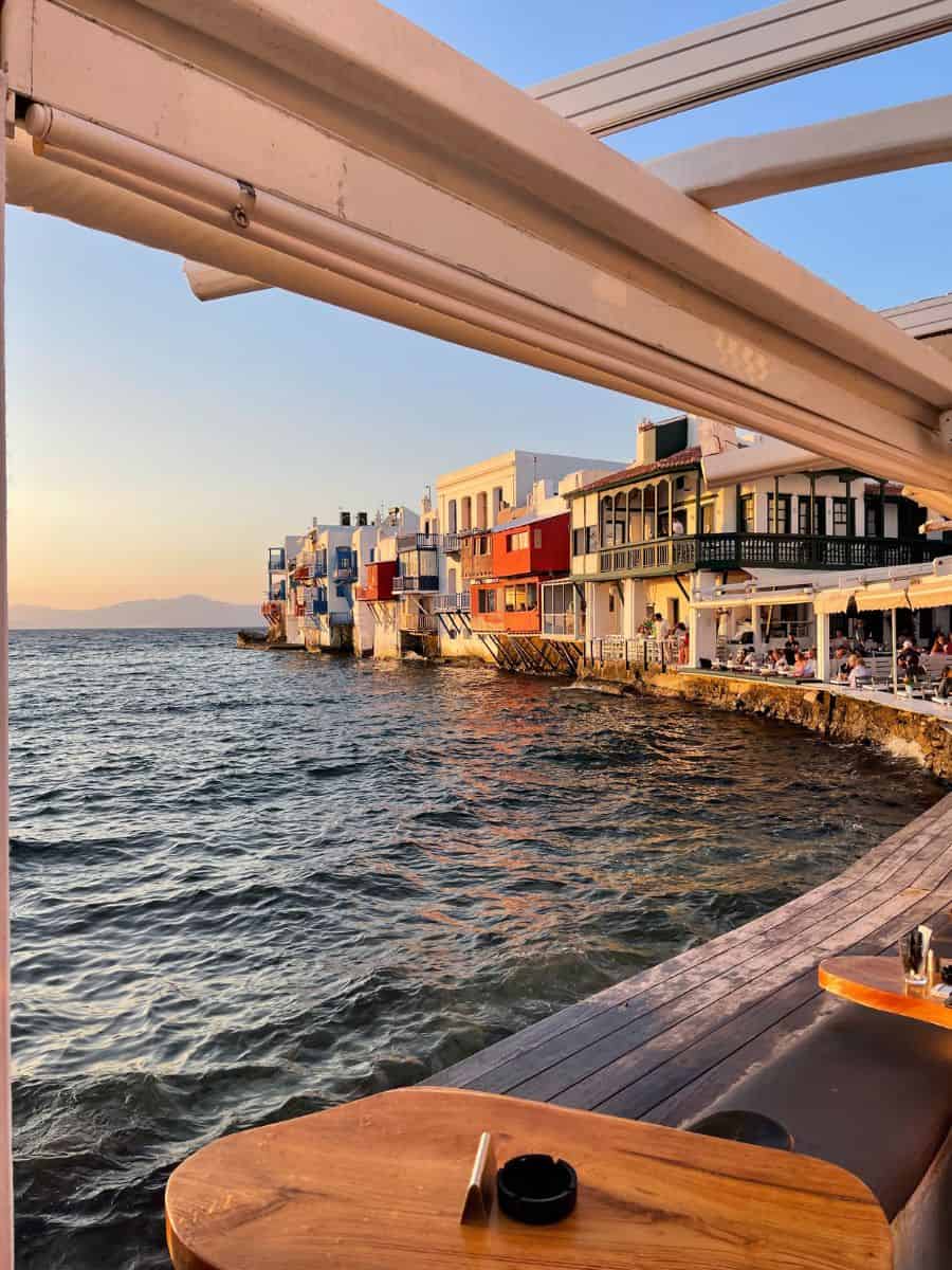 Little venice at sunset in Mykonos
