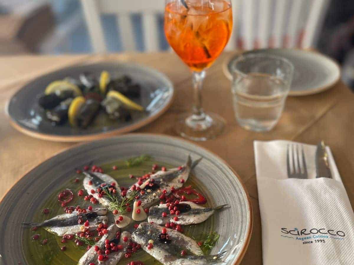 Sardines with olive oil & peppercorn at Scirocco Aegean Cuisine 