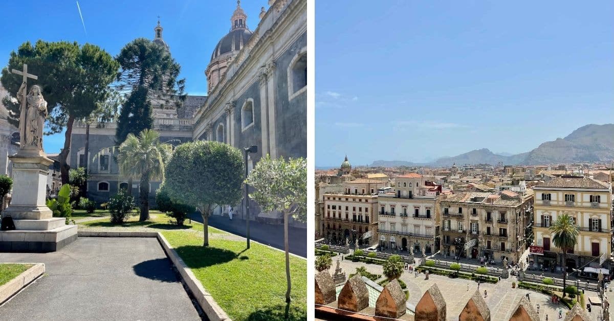 a side by side photo of Catania and Palermo