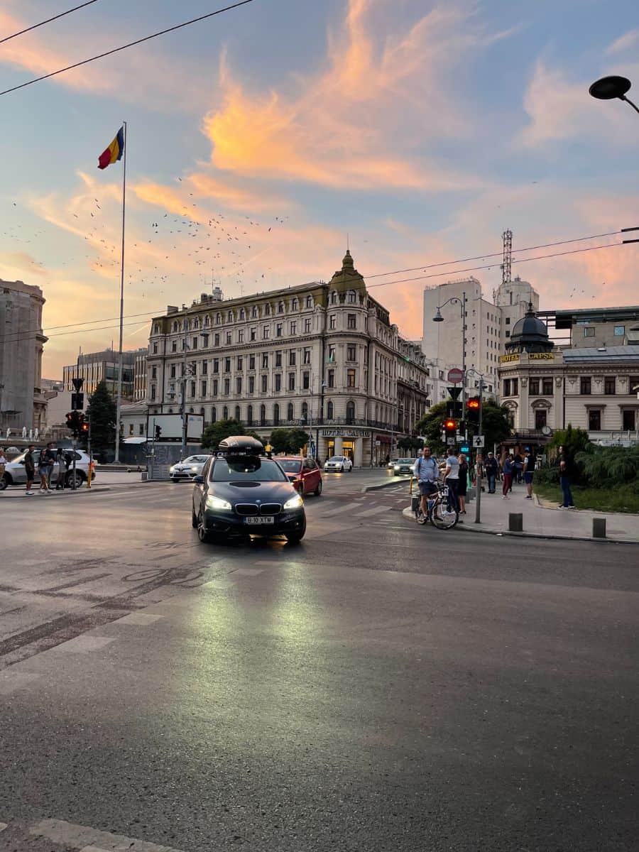 The streets of Bucharest at sunset. Is it romania safe for solo travelers
