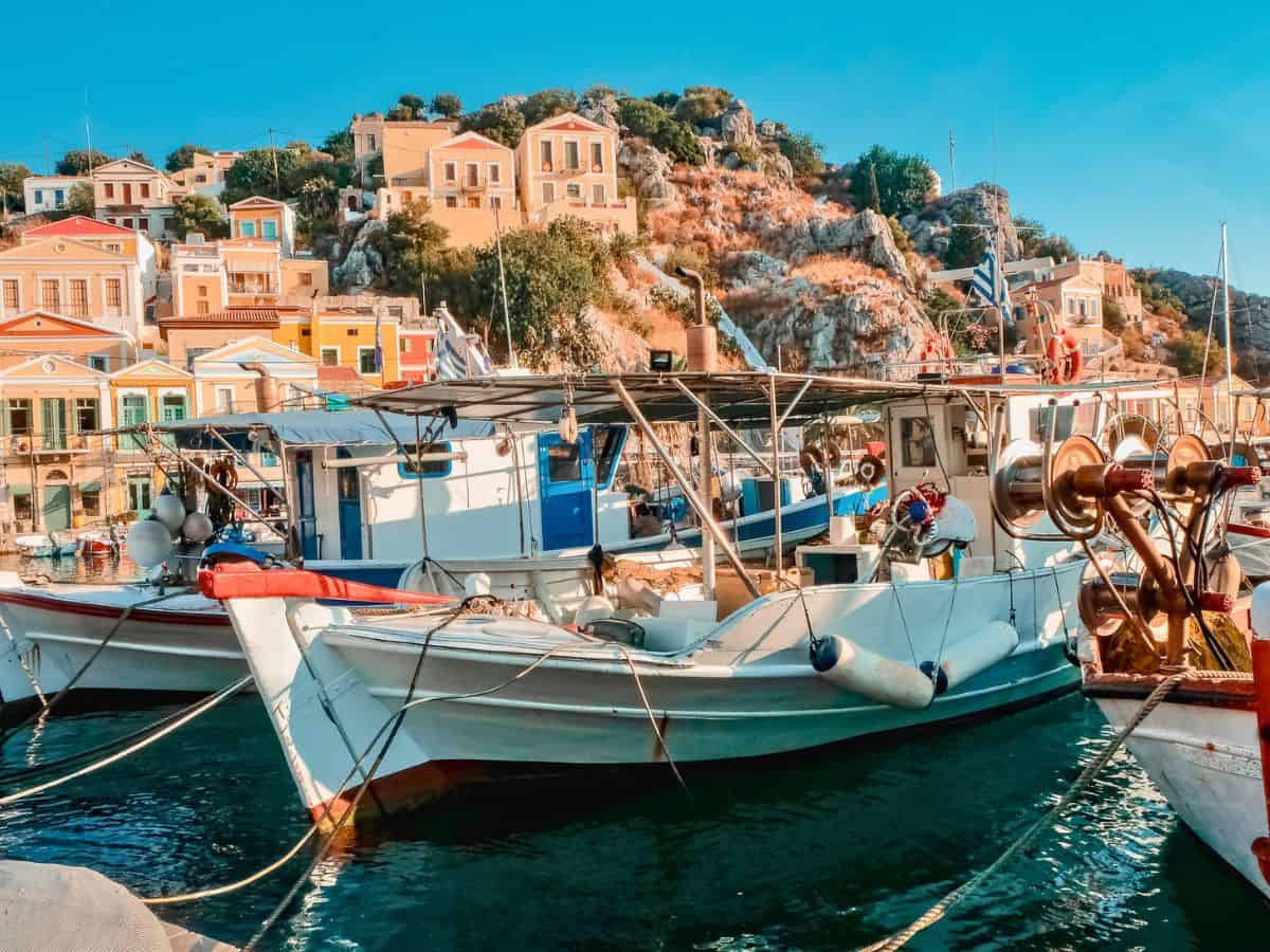 A water taxi boat in Symi