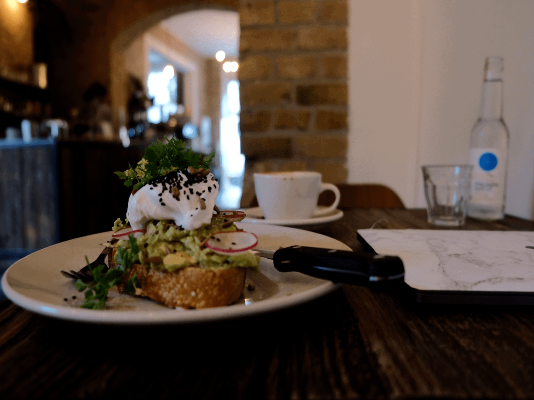 Avocado toast at Distrikt Coffee, one of the best cafes to work in Berlin.