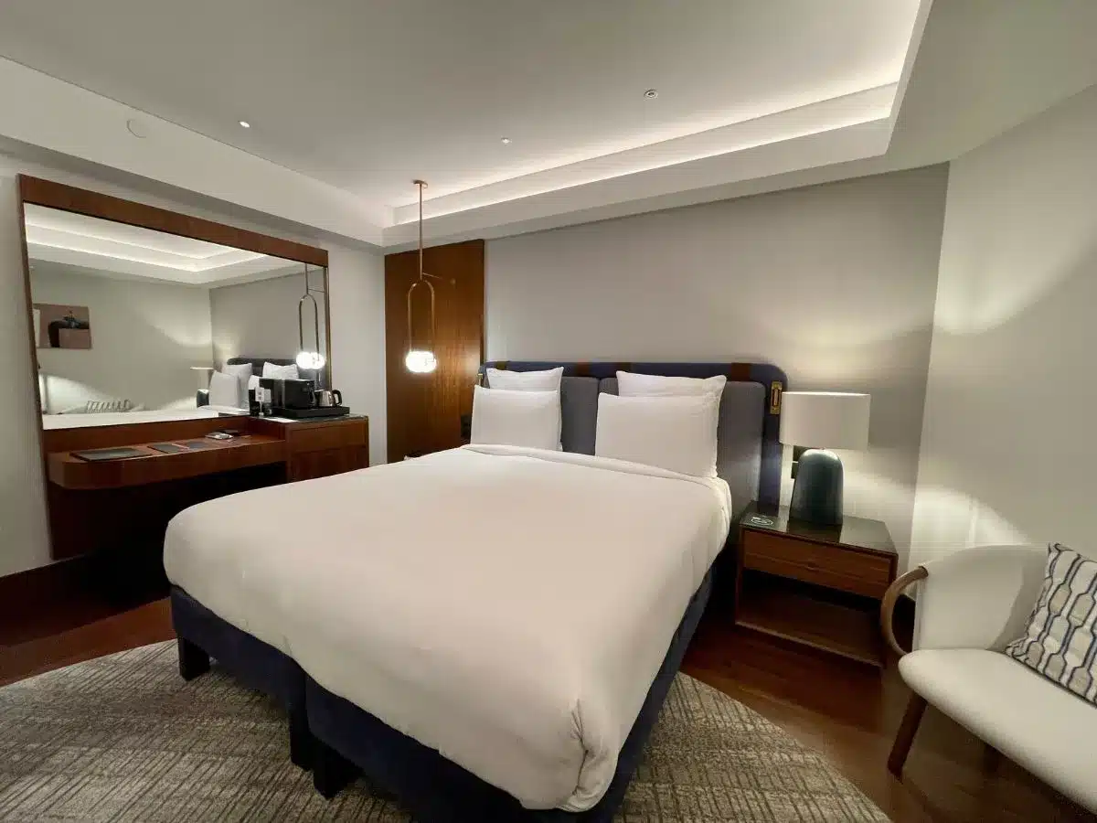 Hotel room with large bed