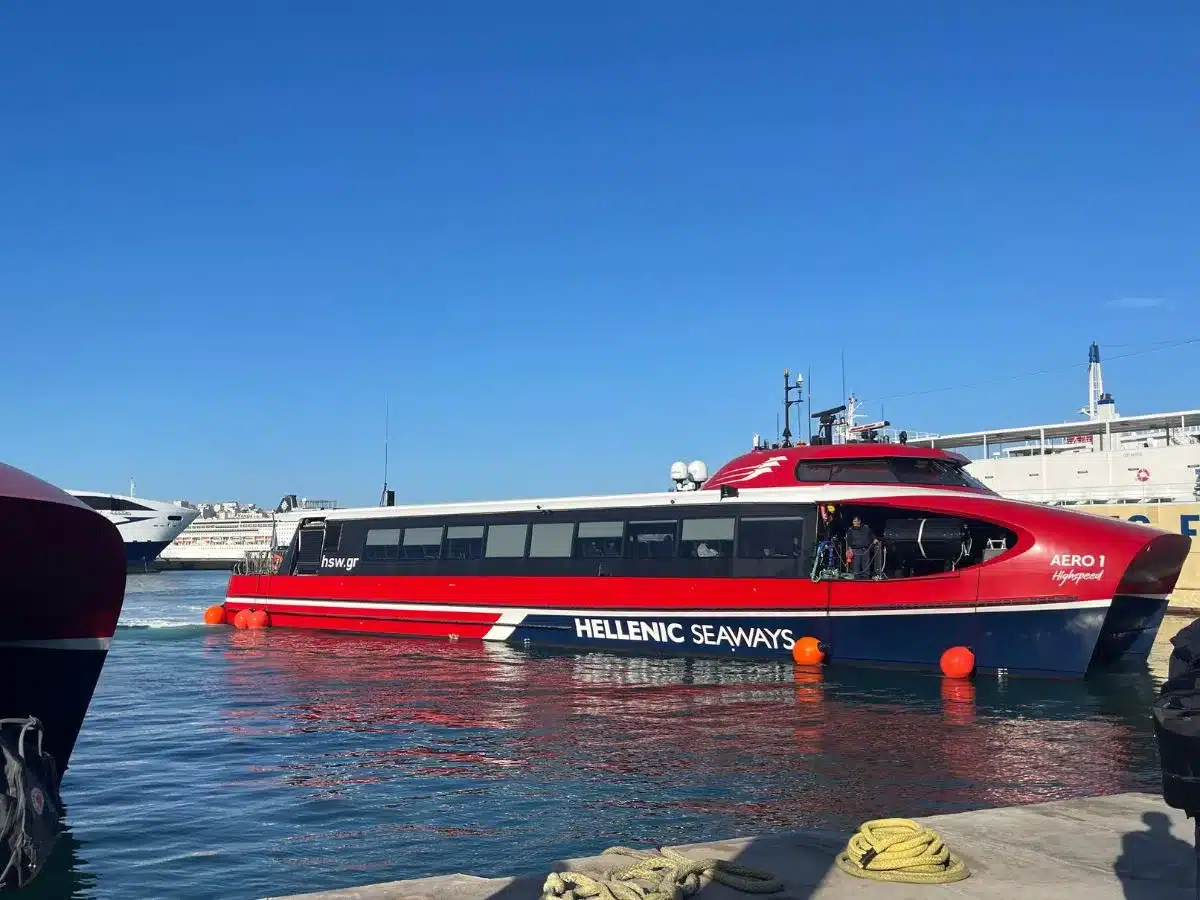 The Hellenic Seaways ferry that goes from Athens to the Greek Island of Hydra.