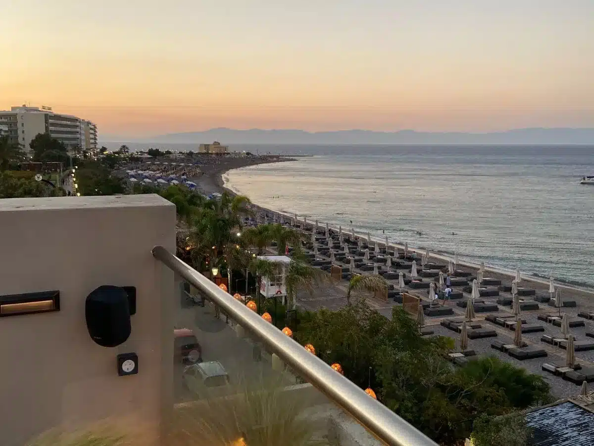 Rooftop and view of beach from Cook's Club Rhodes